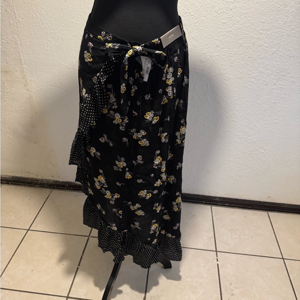 Floral Black Wrap Skirt